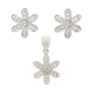 نیم ست نقره زنانه طرح گل کد N87190