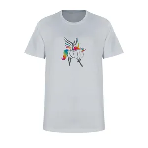 تی شرت آستین کوتاه زنانه مدل تک شاخ زیبا  کد L295 رنگ طوسی