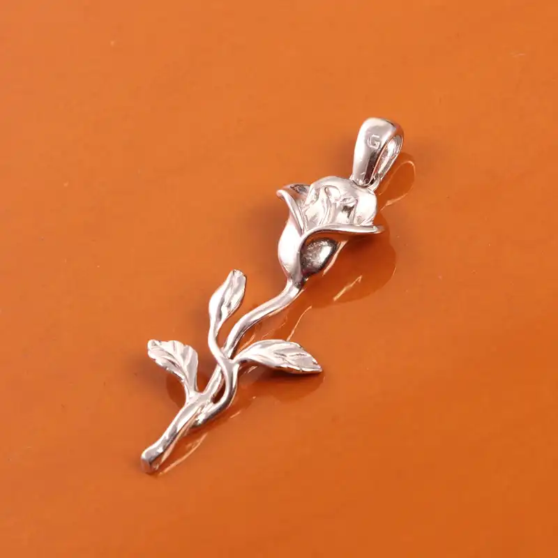 آویز گردنبند نقره زنانه آمیتیس مدل شاخه گل کد AMT_M036