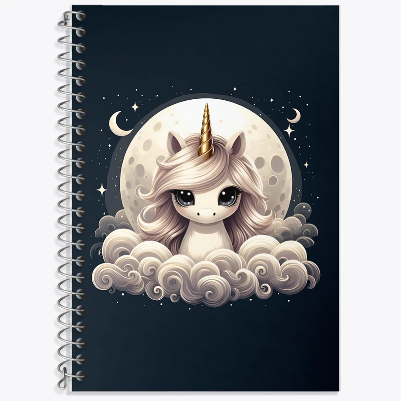 دفتر زبان 50 برگ خندالو مدل سه خط طرح اسب تک شاخ کد F7200