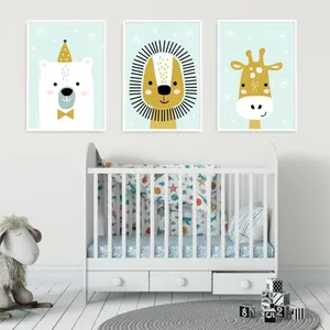 تابلو کودک و نوزاد آوین دریم مدل زرافه و شیر مجموعه سه عددی