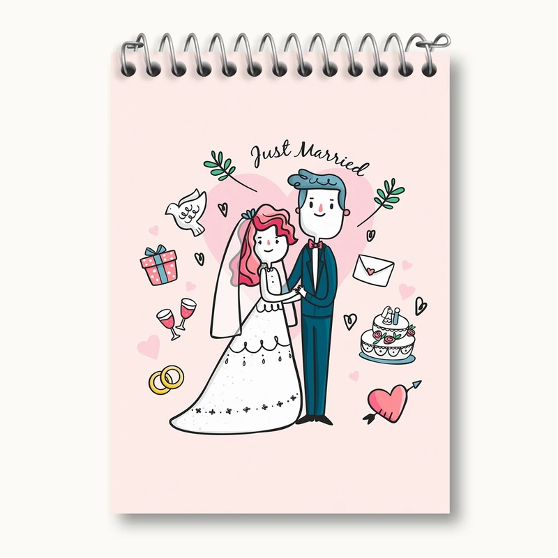 دفتر یادداشت 50 برگ خندالو مدل عروس و داماد کد 29625