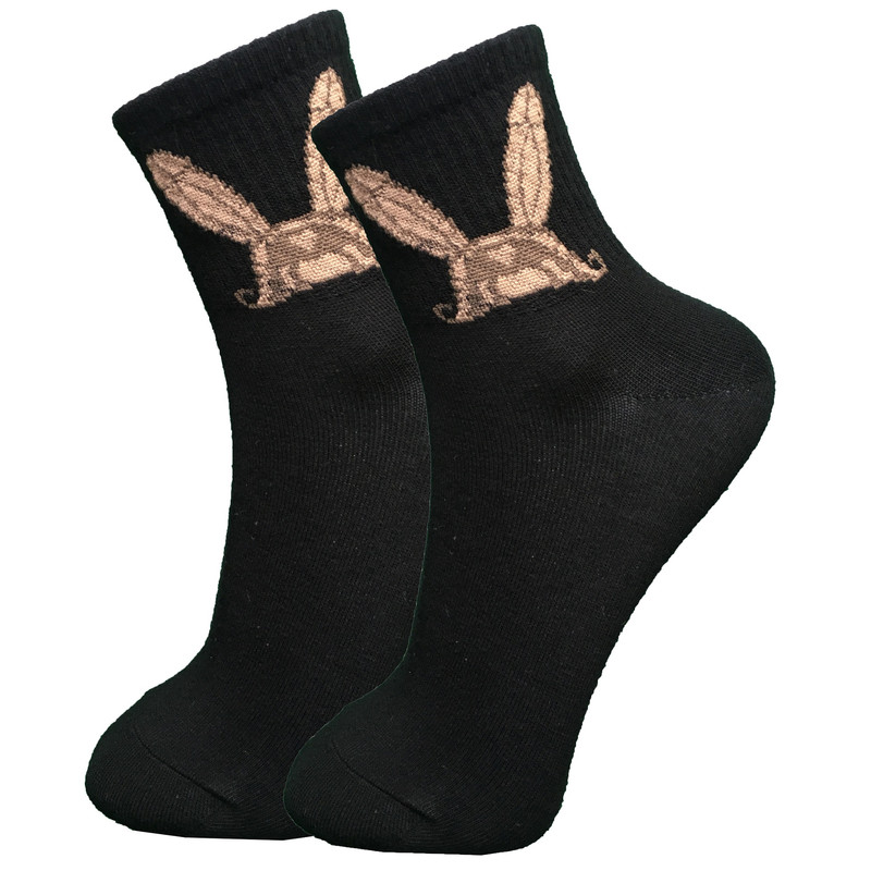 جوراب ساق کوتاه زنانه دکتر جوراب مدل پنبه طرح خرگوش کد 402717 رنگ مشکی