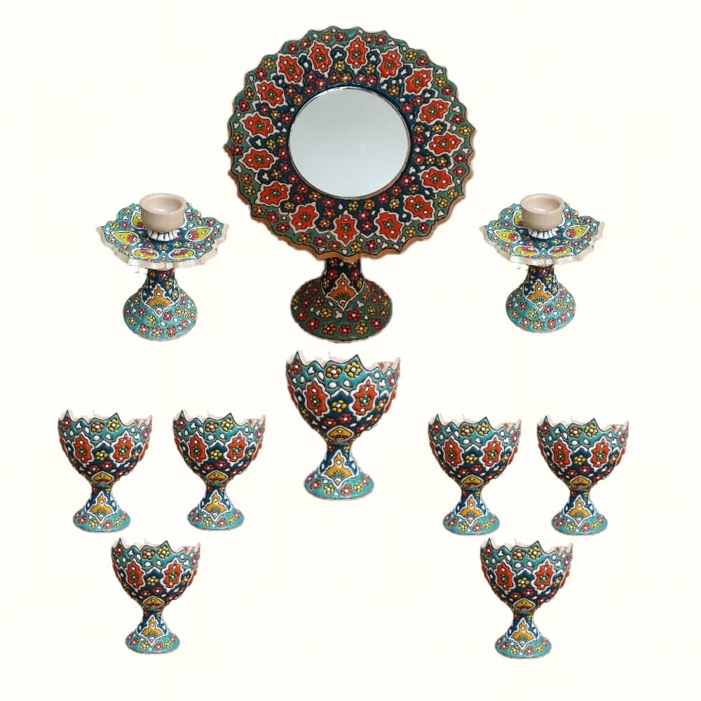 ست ده تیکه هفت سین میناکاری مدل آجری 
