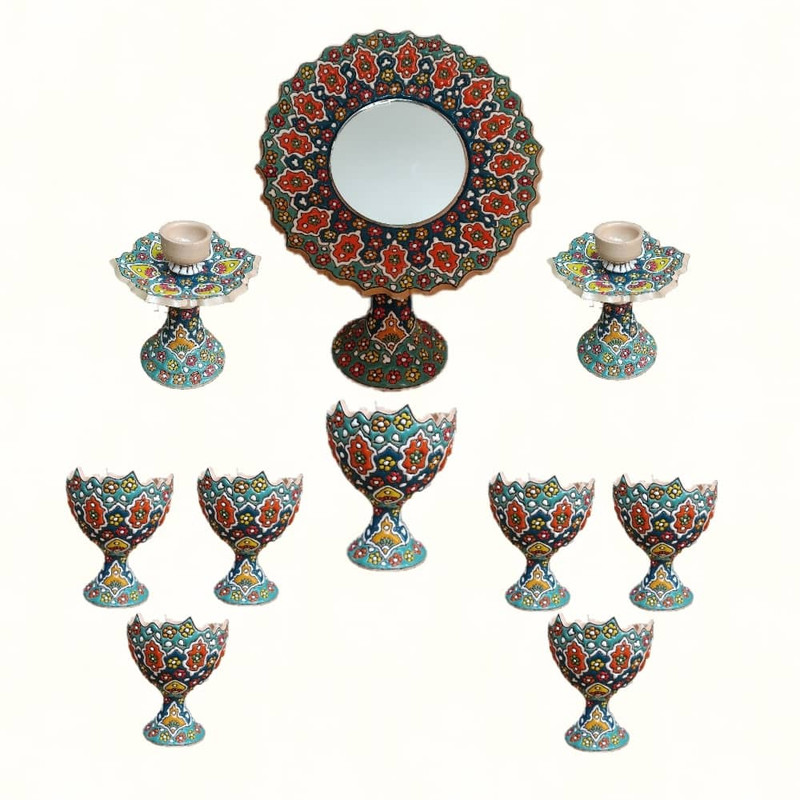ست ده تیکه هفت سین میناکاری مدل آجری 