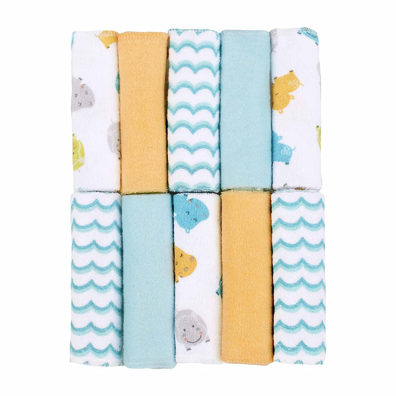 حوله دست و صورت نوزاد جاست بورن مدل دریایی بسته 10 عددی