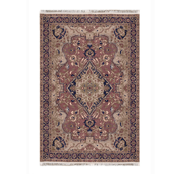 فرش ماشینی 1200 شانه فرش صرافیان زمینه قرمز حاشیه مشکی مدل فریال