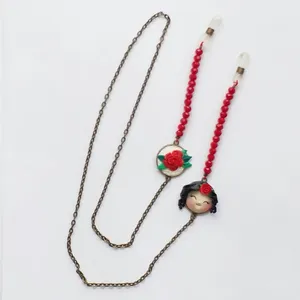 بند عینک مدل کریستال گل رز BE113