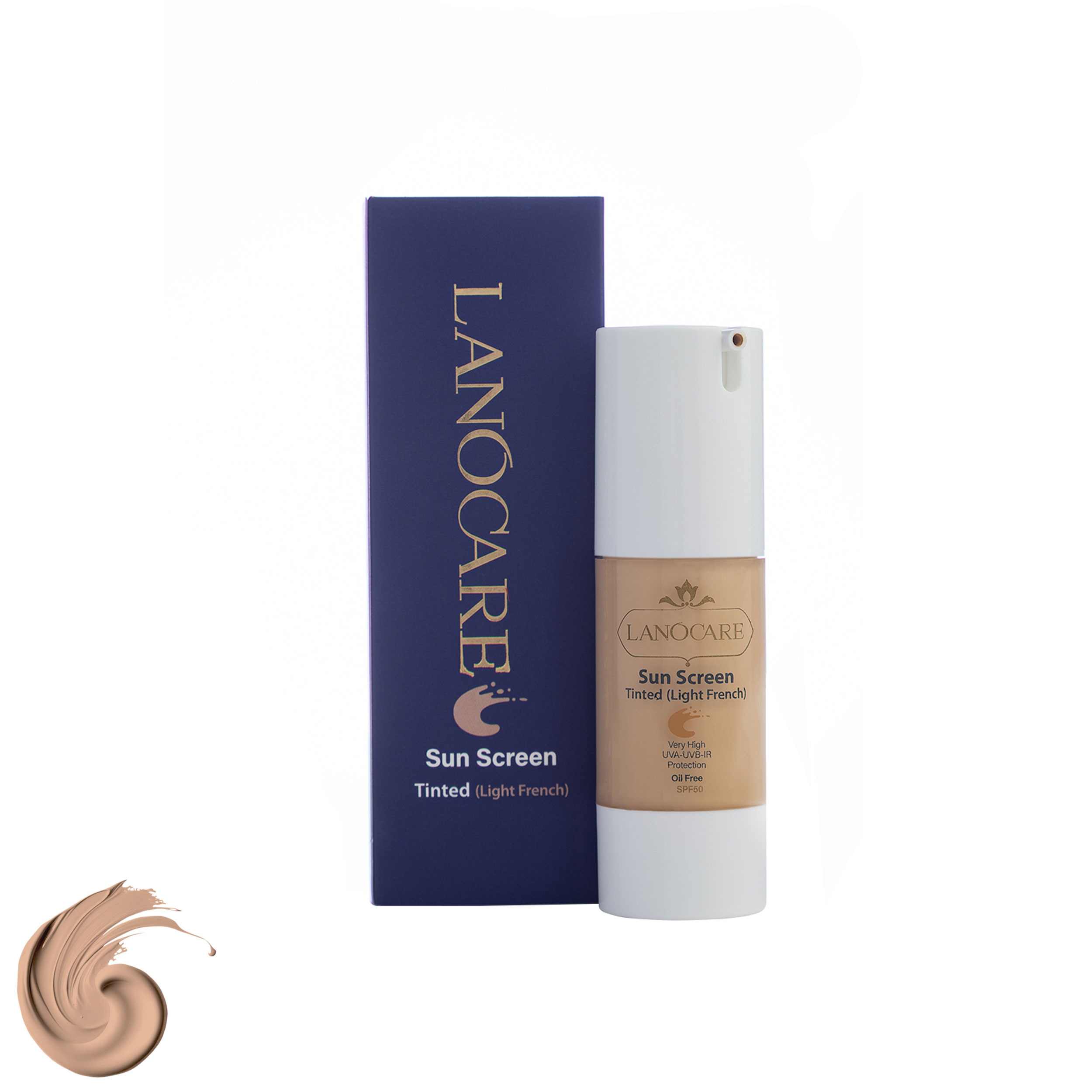 فلوئید ضد آفتاب رنگی لانوکر SPF50 مدل 012 محافظ UVB، UVA، بدون روغن، کنترل ترشح چربی پوست، مناسب پوست های چرب حجم 30 میلی لیتر
