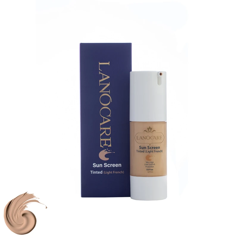 فلوئید ضد آفتاب رنگی لانوکر SPF50 مدل 012 محافظ UVB، UVA، بدون روغن، کنترل ترشح چربی پوست، مناسب پوست های چرب حجم 30 میلی لیتر