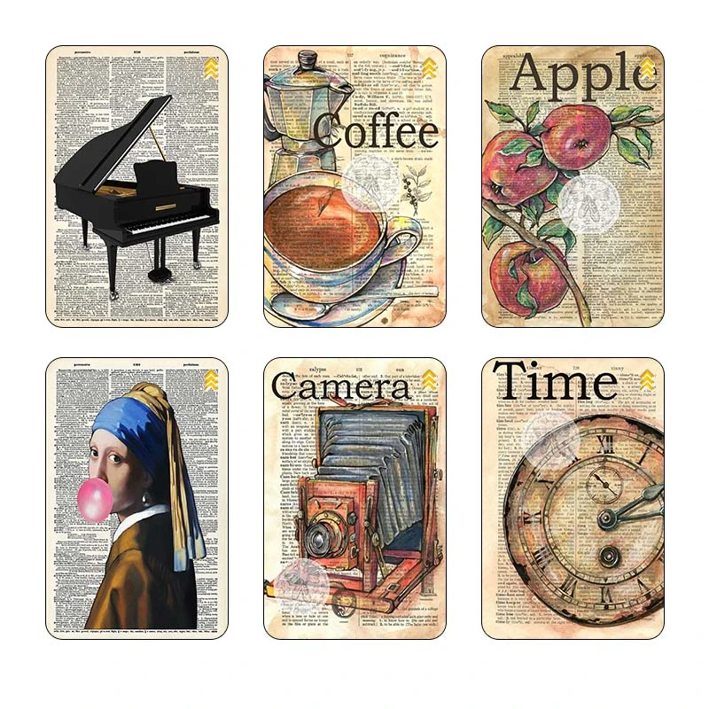 استيکر کارت کارنيکا طرح روزنامه وینتج Vintage Newspaper کد 72316 مجموعه 6 عددی