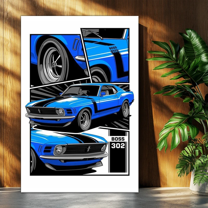 تابلو شاسی بکلیت طرح ماشین و خودرو Boss 302 Mustang مدل T-po1677