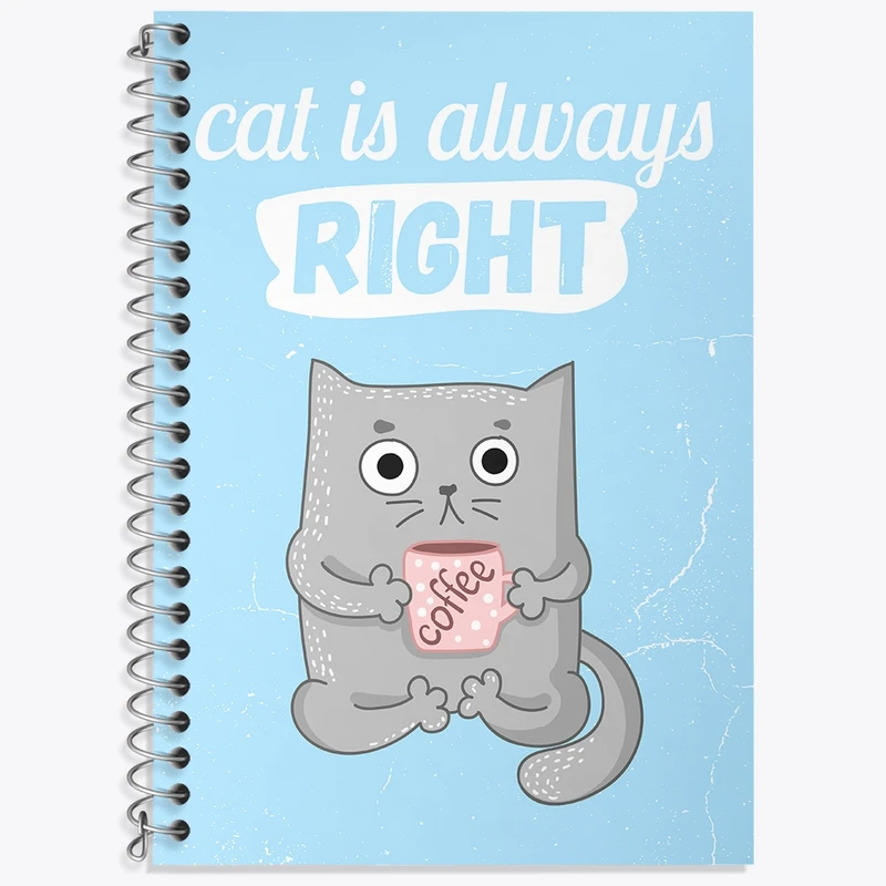 دفتر زبان 50 برگ خندالو مدل دو خط طرح گربه بامزه کد N1067