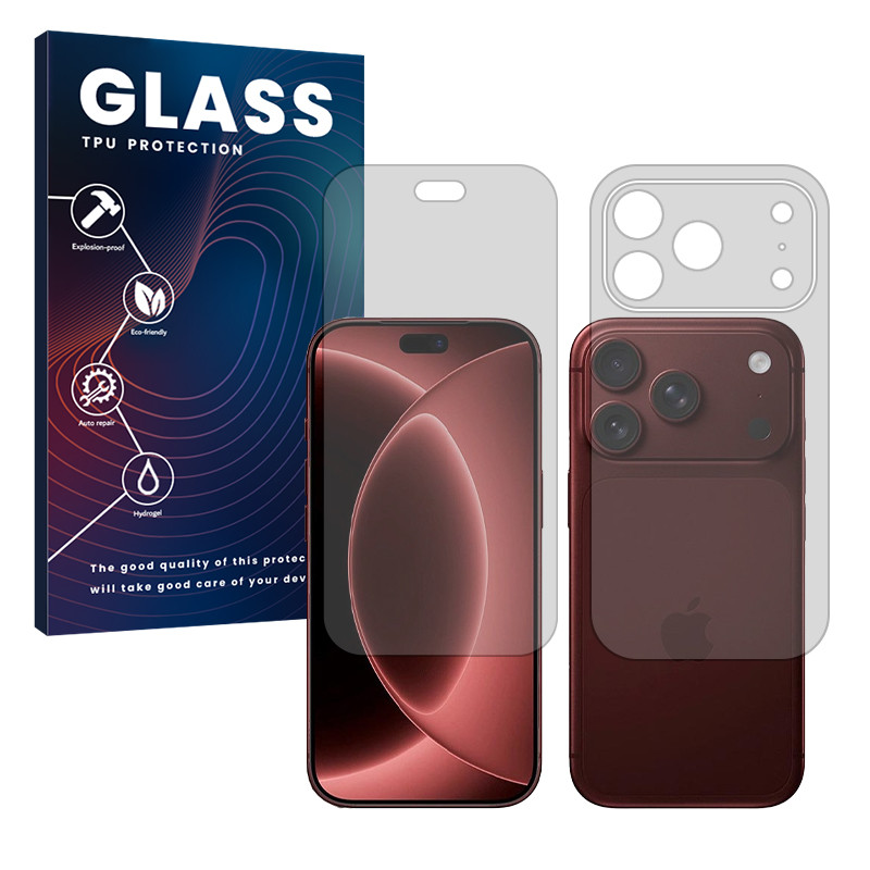 محافظ صفحه نمایش مات گلس مدل هیدروژلی مناسب برای گوشی موبایل اپل iPhone 18 Pro به همراه محافظ پشت گوشی