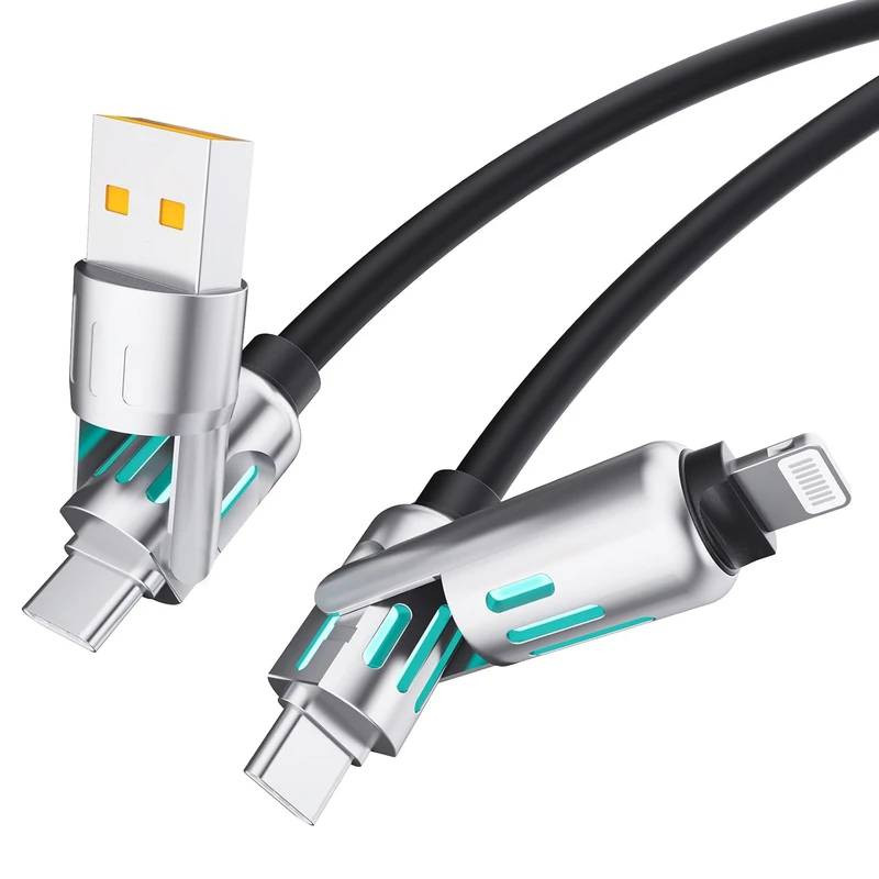 کابل تبدیل USB/USB-C به لایتنینگ/USB-C مدل FAST 240W 4IN1 طول 1 متر