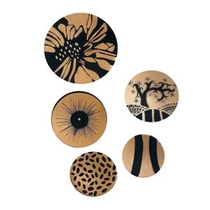 بشقاب دیوارکوب سفالی طرح مدرن کد 34 مجموعه 5 عددی