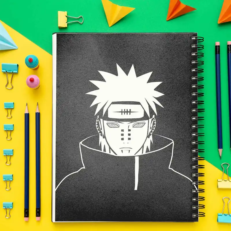 دفتر یادداشت باژیکان مدل انیمه ناروتو کد 20111150 به همراه فتوکارت مجموعه 32 عددی