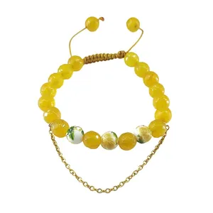 دستبند زنانه مدل سنگ جید کد Mustard color1mahsan