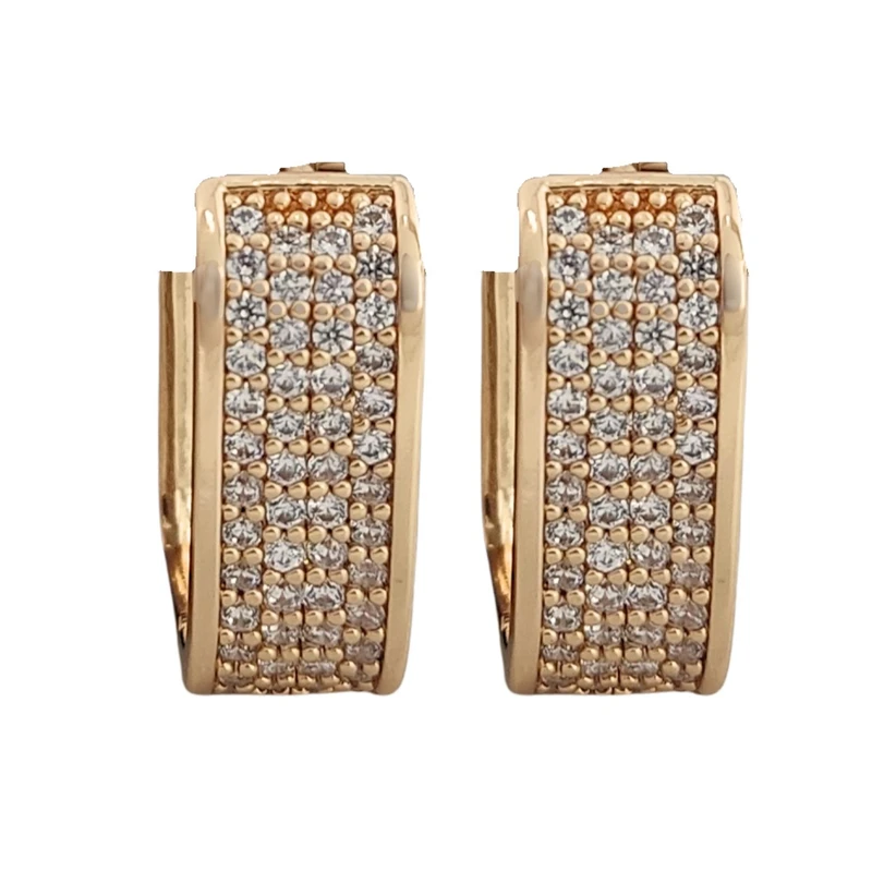 گوشواره حلقه‌ای زنانه ژوپینگ مدل مستطیلی فول نگین