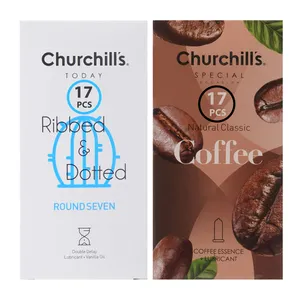 کاندوم چرچیلز مدل coffee بسته 17 عددی به همراه کاندوم چرچیلز مدل ribbeed