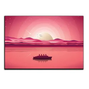 تابلو شاسی بکلیت طرح دریاچه صورتی و قایق مدل SH-S5044