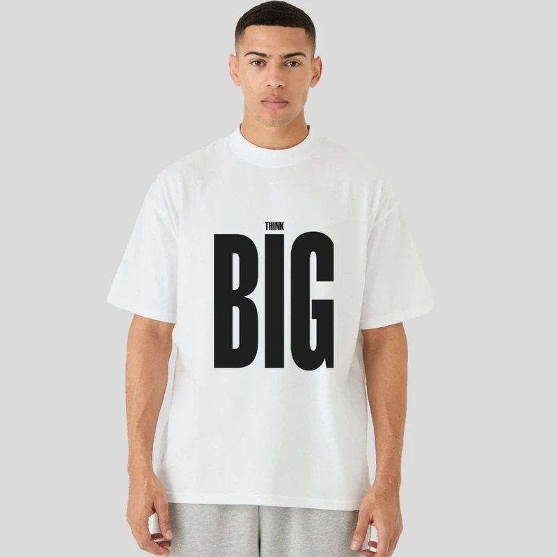 تی شرت مردانه پنبه دورو مدل تکست think Big
