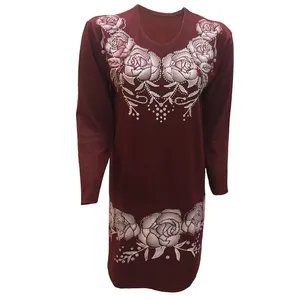 تونیک زنانه مدل قواره دار نگینی کد 8tm-1018 رنگ زرشکی