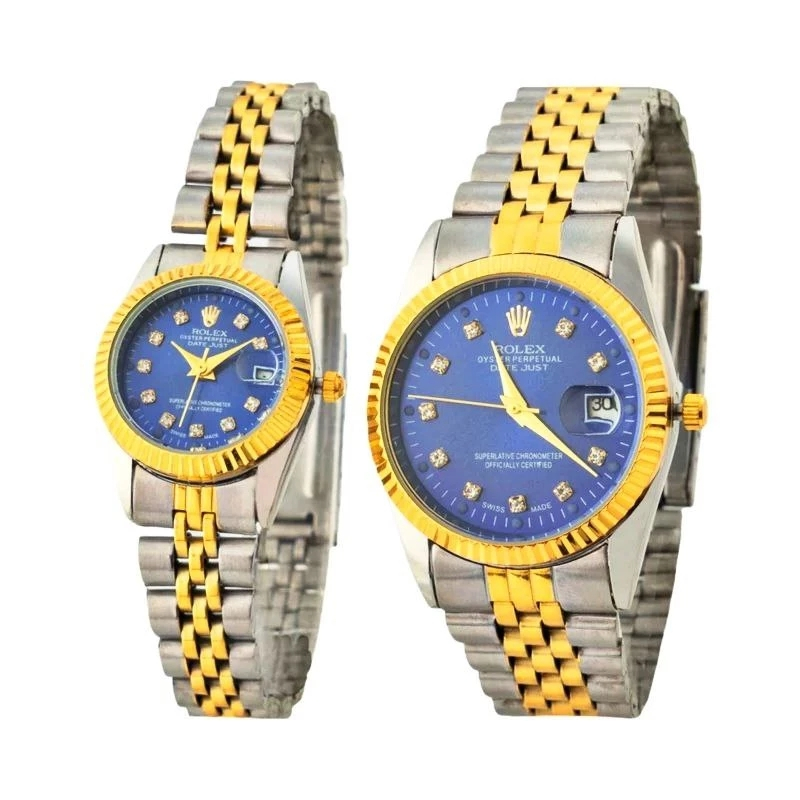 ست ساعت مچی عقربه ای زنانه و مردانه  مدل دیت جاستbtn