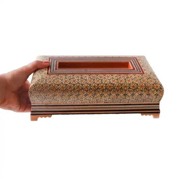 جعبه دستمال کاغذی خاتم کاری مدل لوکس