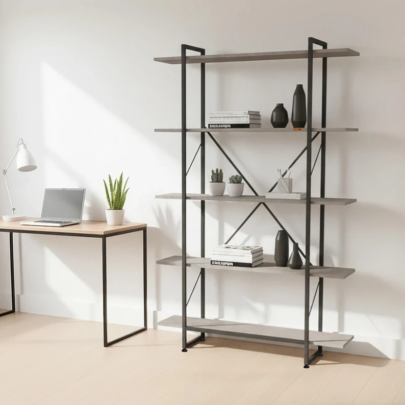 کتابخانه پنج طبقه دیزم مدل مونتاژی LIB_100×180_GR