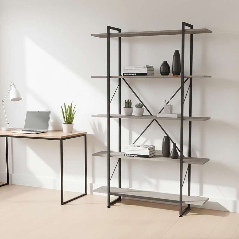 کتابخانه پنج طبقه دیزم مدل مونتاژی LIB_100×180_GR