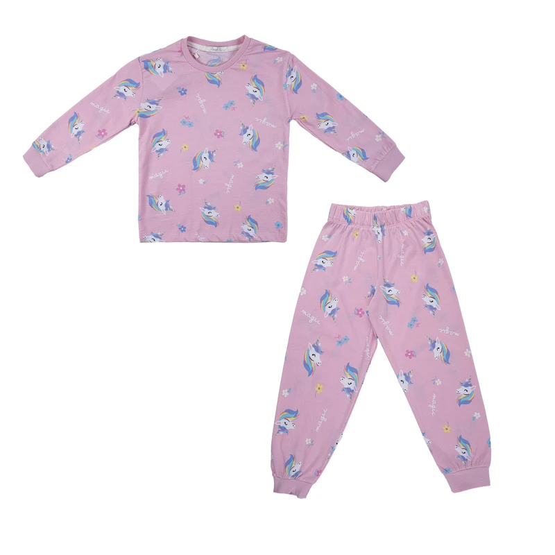 ست تی‌شرت آستین بلند و شلوار راحتی دخترانه فیورلا مدل تک شاخ 35612