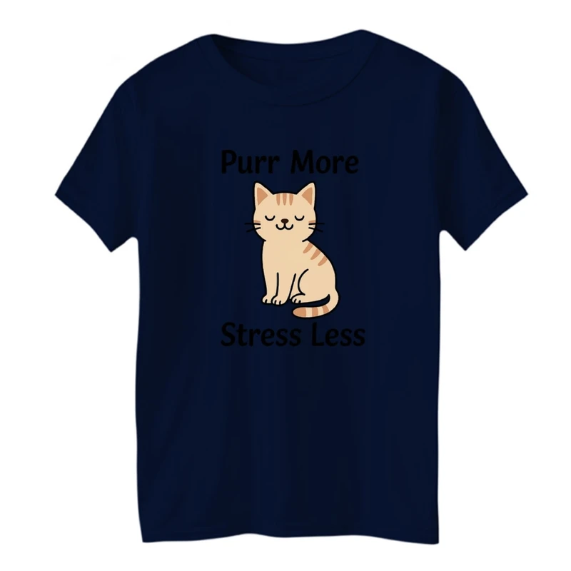 تی شرت آستین کوتاه یقه گرد  بچگانه مدل گربه ریلکس