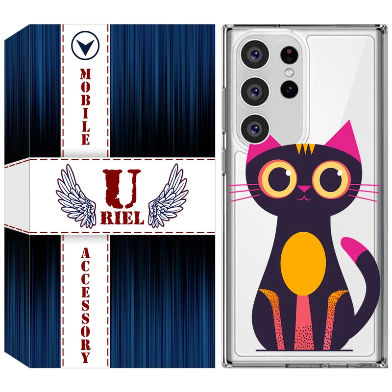 کاور یوریل مدل Clear کد 46 طرح گربه مناسب برای گوشی موبایل سامسونگ Galaxy S23 Ultra