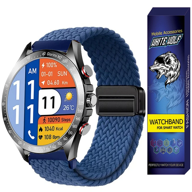 بند وایت ولف مدل WB-Braided مناسب برای ساعت هوشمند گلوریمی M2 /22MM