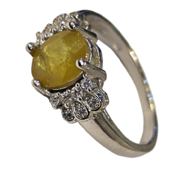 انگشتر نقره زنانه مدل سنگ یاقوت زرد آفریقایی کد 4009