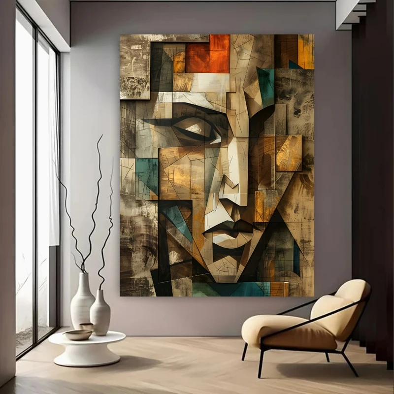 پوستر پارچه ای طرح مخمل  کوبیسم مدل پرتره سکوت کد FP106790