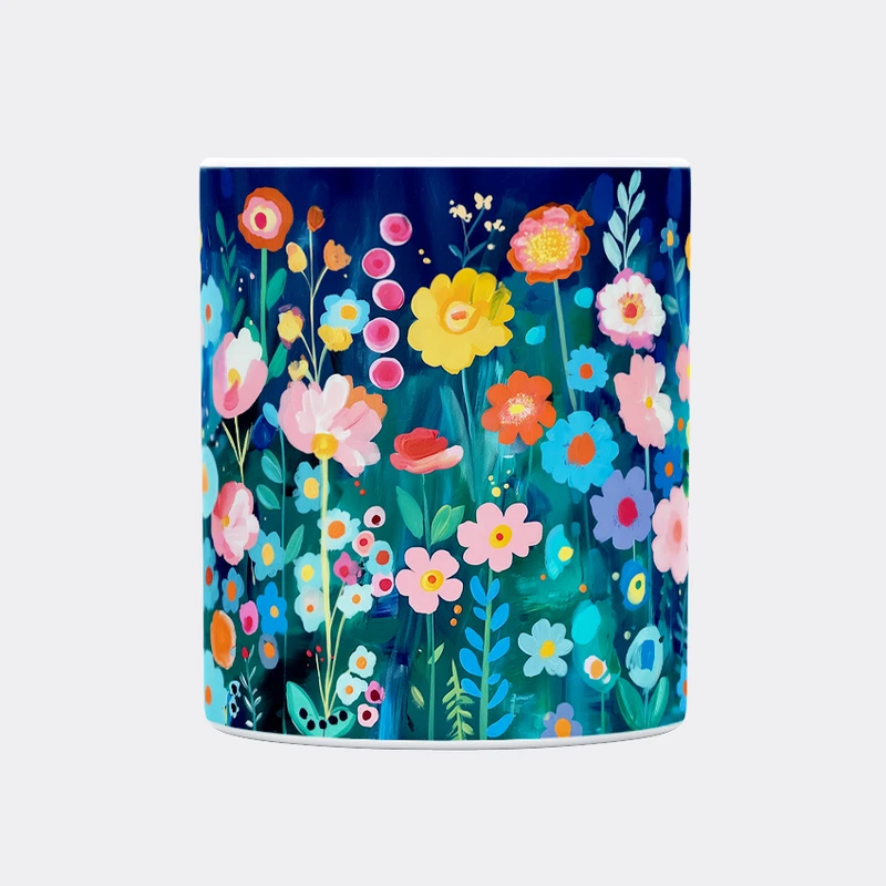 ماگ حس آمیزی طرح گل‌های بهاری کد 68 