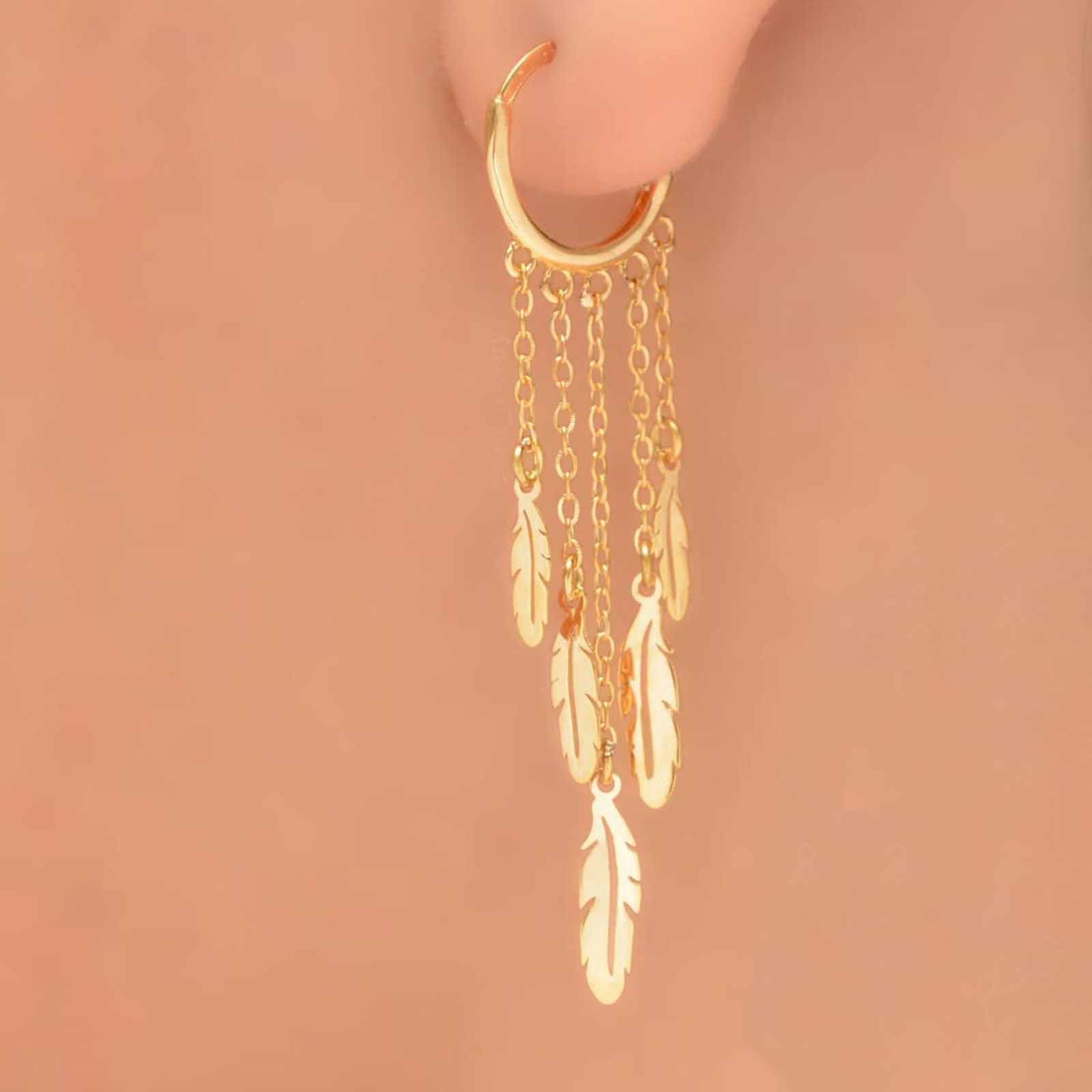 گوشواره طلا 18 عیار زنانه طلای مستجابی مدل روکو پر کد 670172 -  - 2