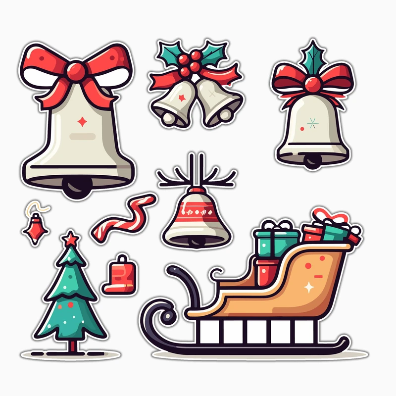 استیکر لپ تاپ و موبایل بووم طرح کریسمس کد MA90 مجموعه 7 عددی