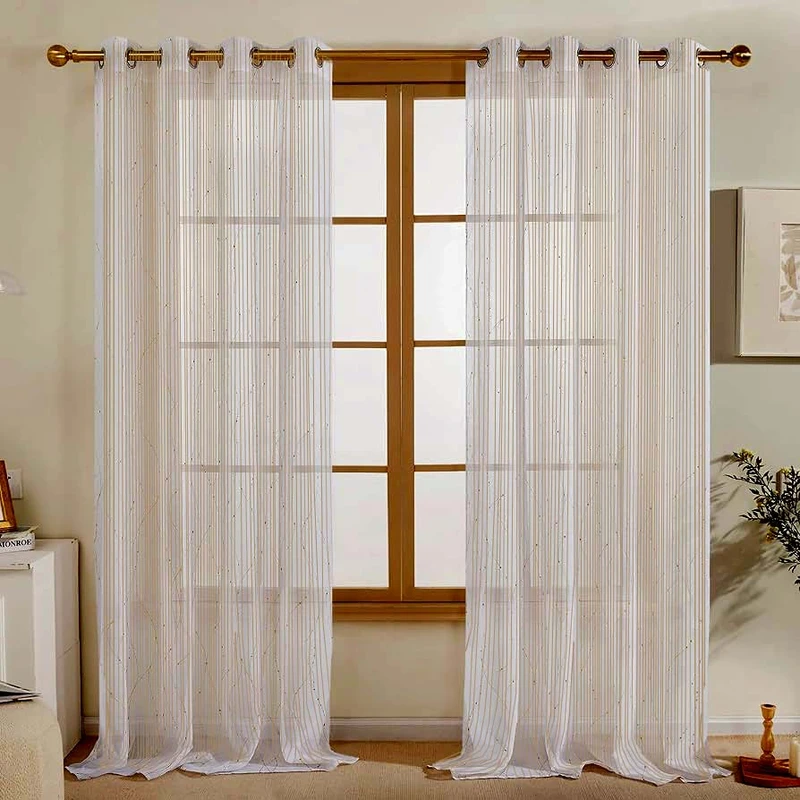 پرده پانچ تیکو دکو مدل تور کادکا طرح دار سایز 140*280 سانتیمتر مجموعه دو عددی