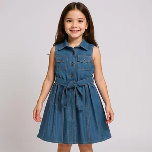 پیراهن بدون آستین یقه برگردان دخترانه رخت پارسی مدل S589