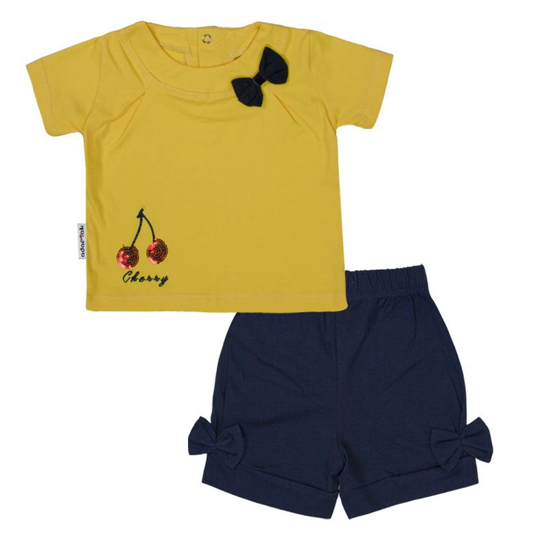 ست تی شرت و شلوارک نوزادی آدمک مدل گیلاس لیمویی کد 160601