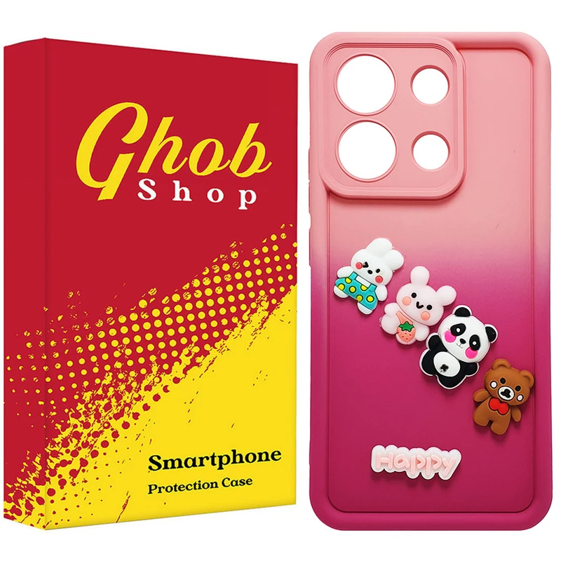 کاور قاب شاپ مدل سولید عروسکی طرح Happy مناسب برای گوشی موبایل شیائومی Redmi Note 13 Pro 4G / Poco M6 Pro 4G