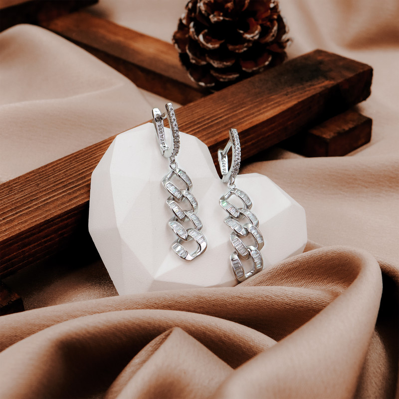 گوشواره نقره زنانه مدل جی لوکس