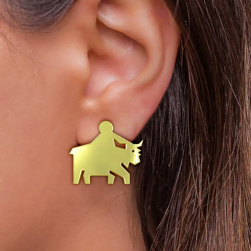 گوشواره طلا 18 عیار زنانه مدوپد مدل گاو کد GA1-16062