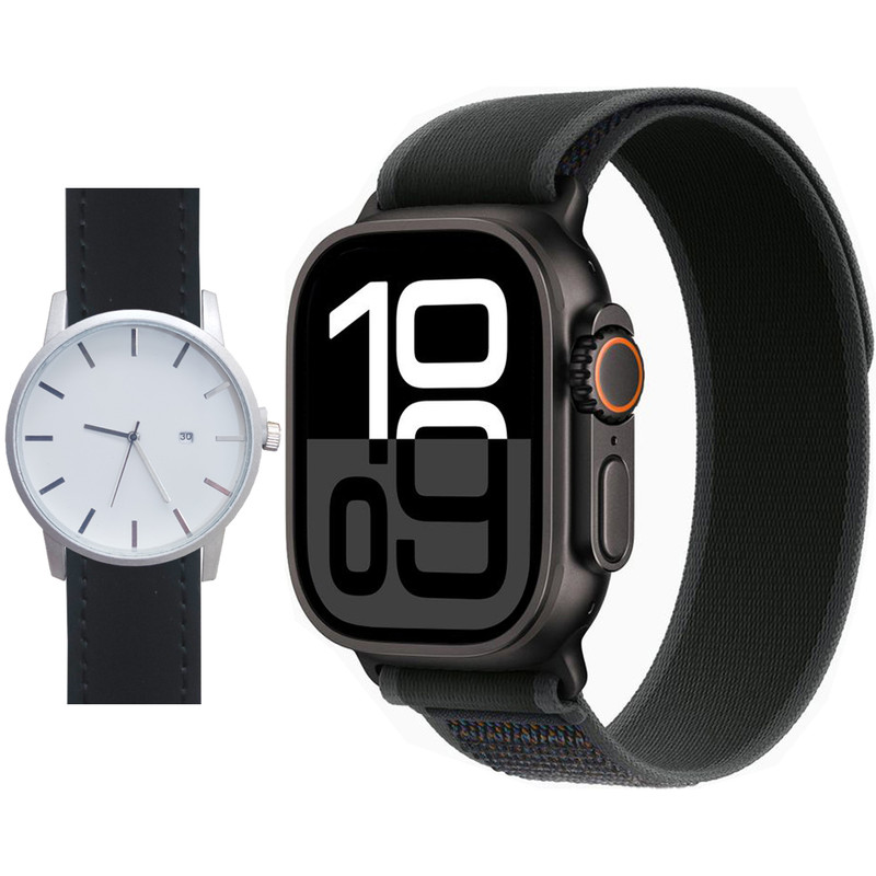 ساعت هوشمند 2.02 اینچی ویکتوری مدل WATCH ULTRA 3 با بند پارچه ای به همراه ساعت مچی