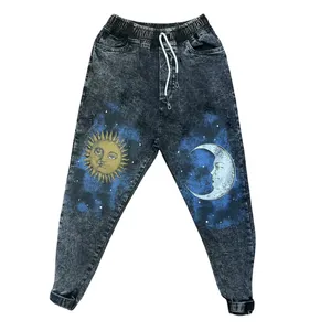 شلوار جین مردانه مدل ماه و خورشید مات