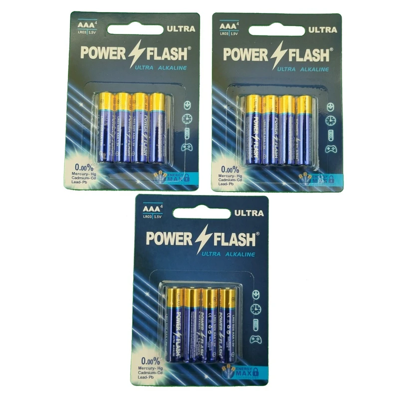 باتری نیم قلمی پاورفلش مدل الترا آلکالاین بسته ۱۲عددی