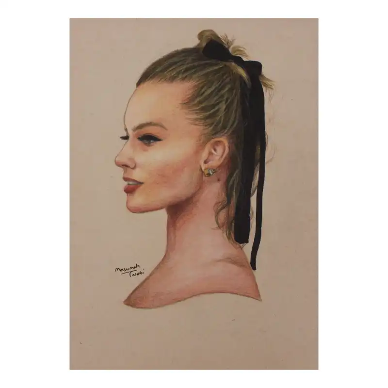 نقاشی مداد رنگی مدل مارگو رابی کد 01